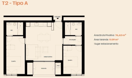 Apartamento T2 para Venda em Moreira