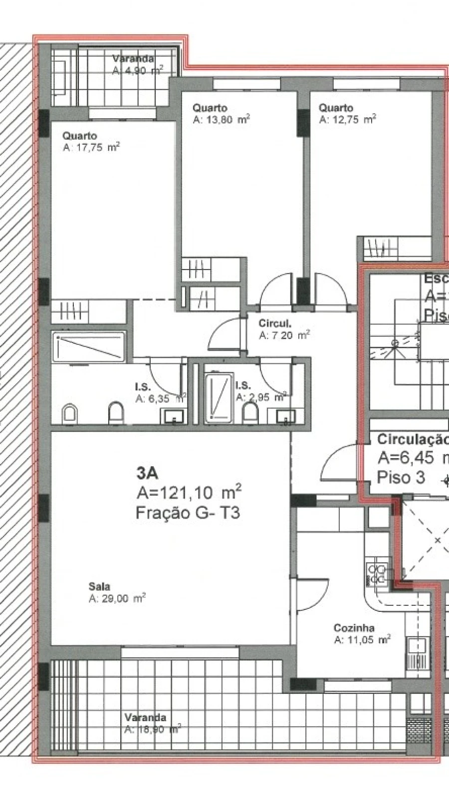 Apartamento T3 para Venda em Montijo e Afonsoeiro Planta 1