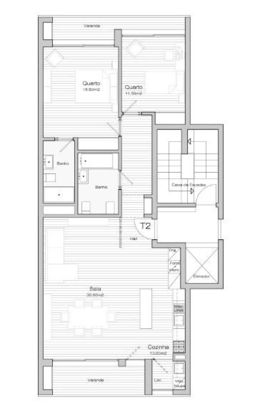 Apartamento T2 para Venda em Santa Maria da Feira, Travanca, Sanfins e Espargo Planta 1