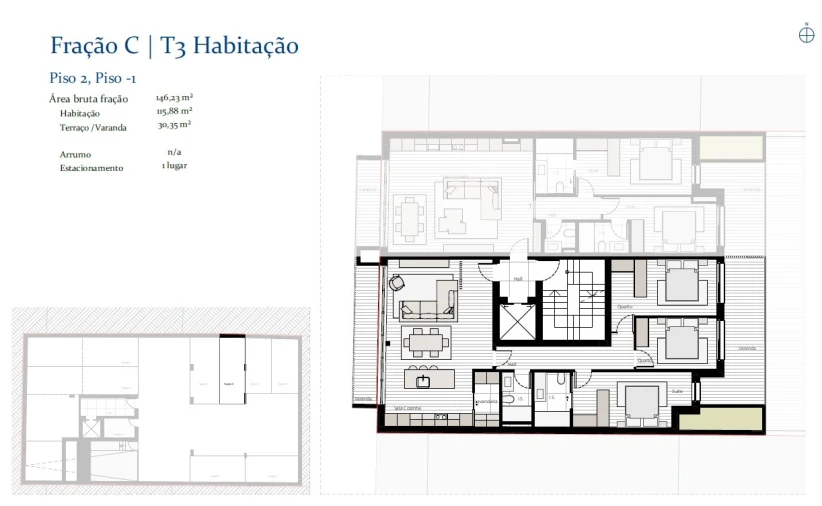 Apartamento T3 para Venda em Espinho Planta 1