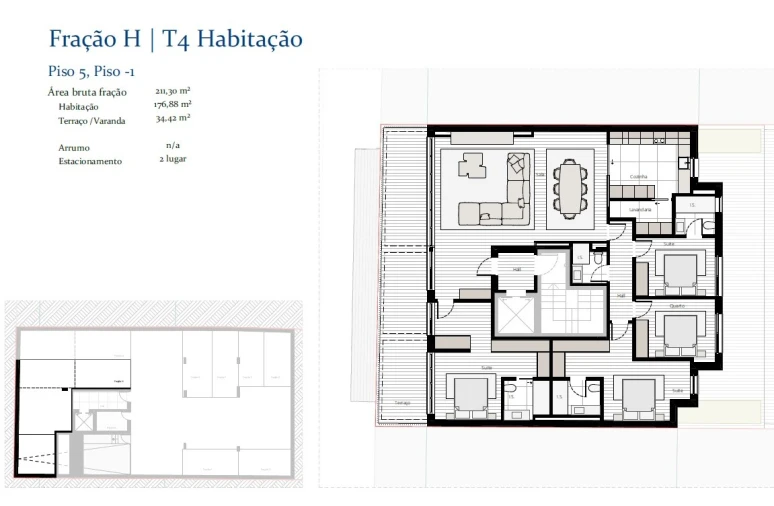 Apartamento T4 para Venda em Espinho Planta 1