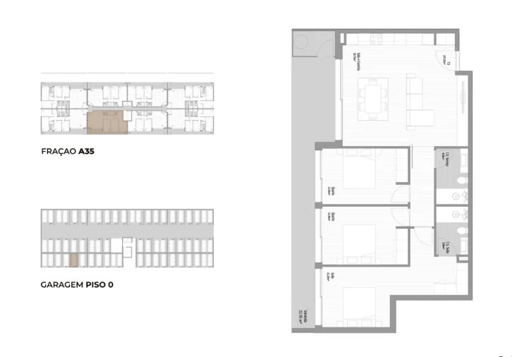 Apartamento T3 para Venda em Fânzeres e São Pedro da Cova Planta 1