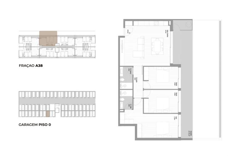 Apartamento T3 para Venda em Fânzeres e São Pedro da Cova Planta 1