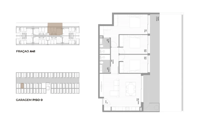 Apartamento T3 para Venda em Fânzeres e São Pedro da Cova Planta 1