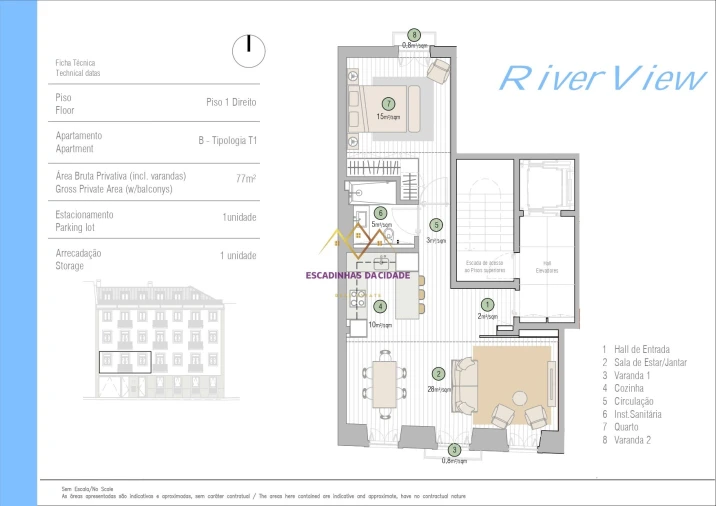 Apartamento T1 para Venda em Estrela Planta 1