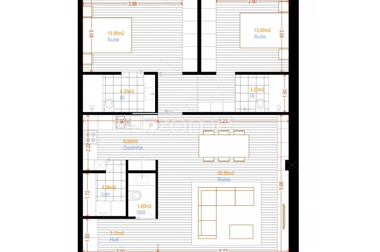 Apartamento T2 para Venda em Margaride, Várzea, Lagares, Varziela, Moure Planta 1