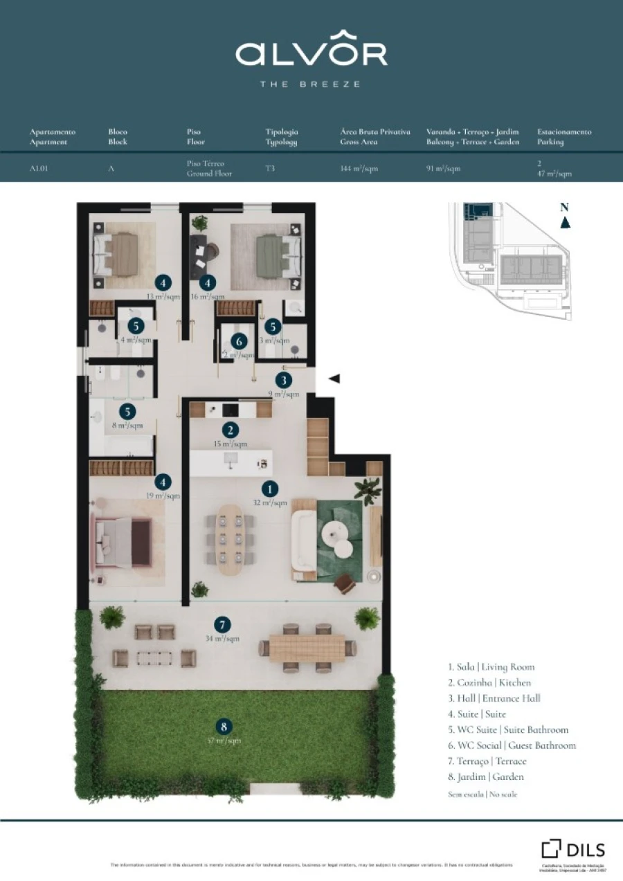 Apartamento T3 para Venda em Alvor Planta 1