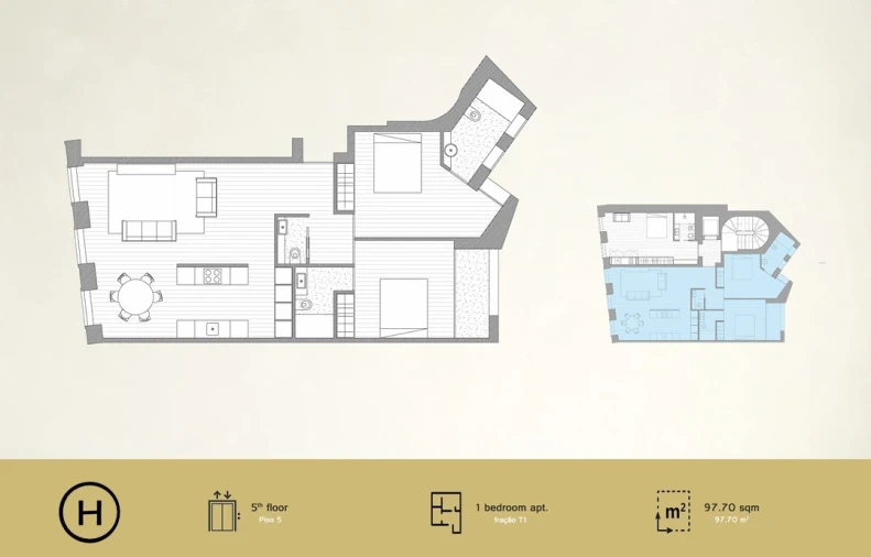 Apartamento T2 para Venda em Cedofeita, Santo Ildefonso, Sé, Miragaia, São Nicolau e Vitória Planta 1