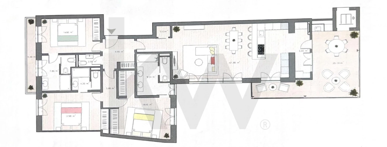 Apartamento T3 para Arrendamento em Santo António Planta 1
