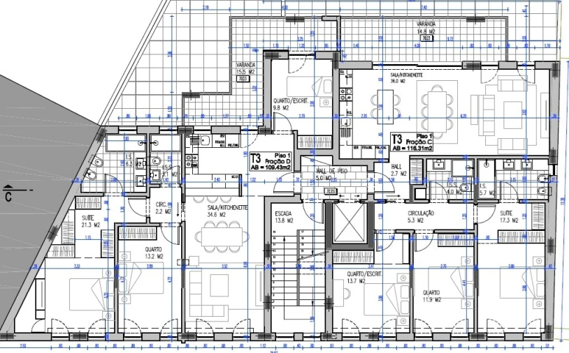 Apartamento T3 para Venda em Almada, Cova da Piedade, Pragal e Cacilhas Planta 1