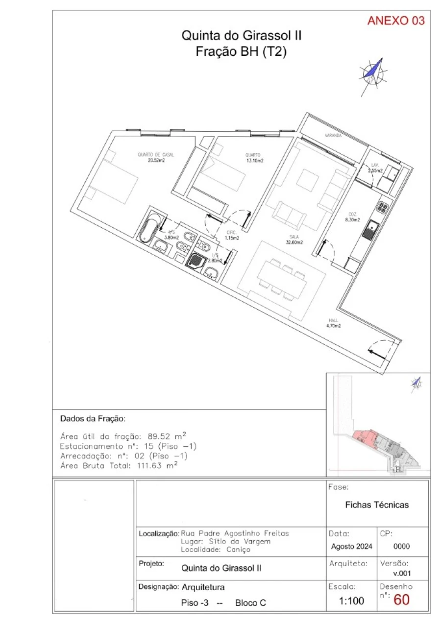 Apartamento T2 para Venda em Caniço Planta 1