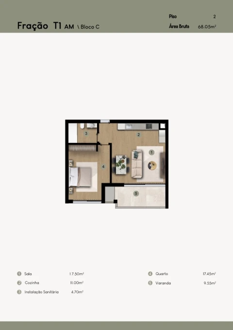 Apartamento T1 para Venda em Camara de Lobos