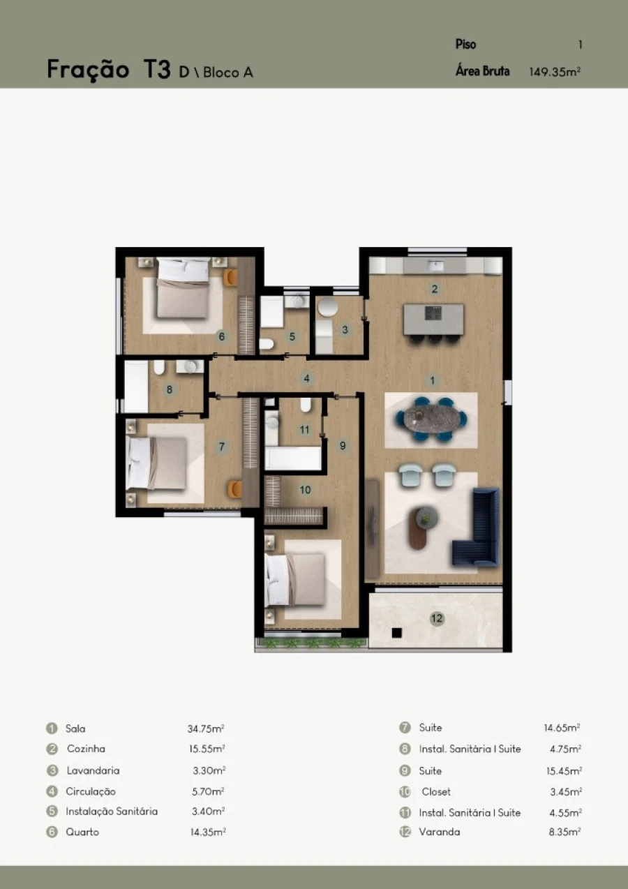 Apartamento T3 para Venda em Camara de Lobos Planta 1