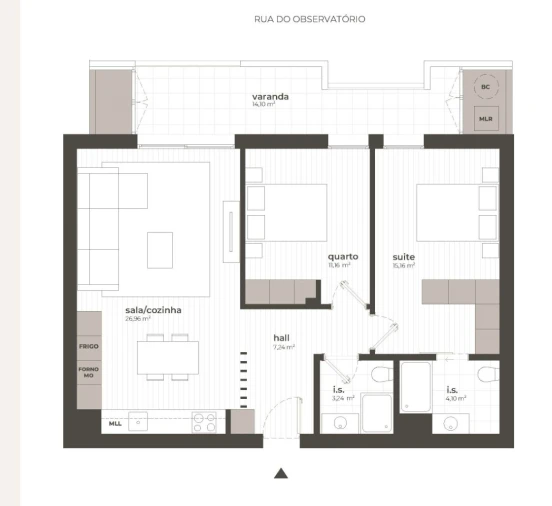 Apartamento T2 para Venda em Santa Clara e Castelo Viegas Planta 1