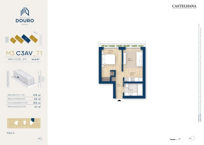 Apartamento T1 para Venda em Canidelo Planta 1