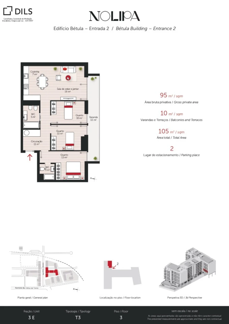 Apartamento T3 para Venda em Lumiar Planta 1