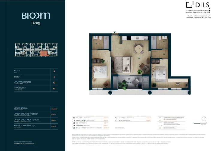 Apartamento T2 para Venda em Moreira Planta 1