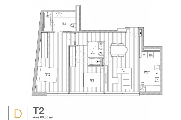 Apartamento T2 para Arrendamento em Bonfim Planta 1