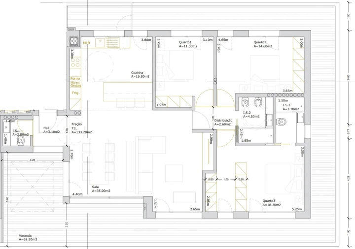Apartamento T3 para Venda em Gafanha da Boa Hora Planta 1
