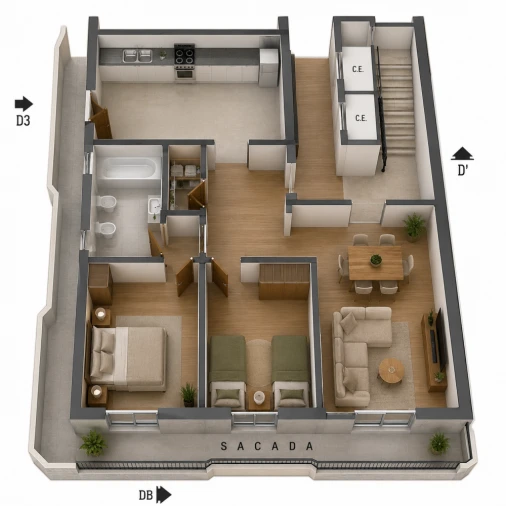 Apartamento T2 para Venda em Olhão Planta 1