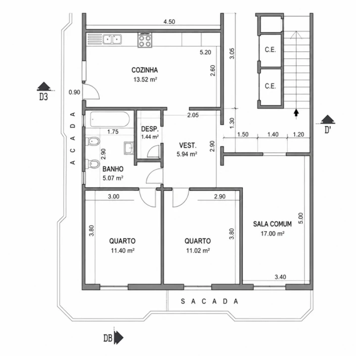 Apartamento T2 para Venda em Olhão Planta 2