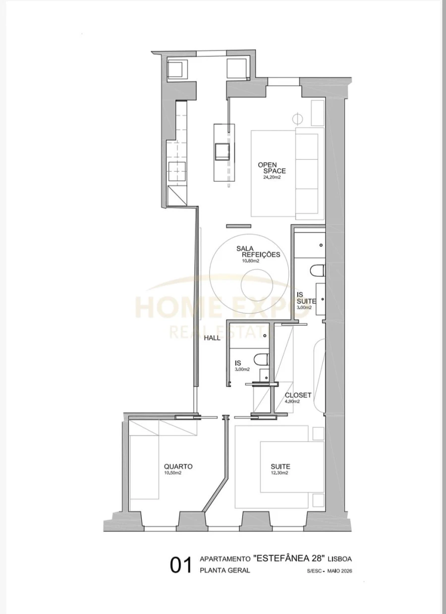 Apartamento T2 para Venda em Arroios Planta 1