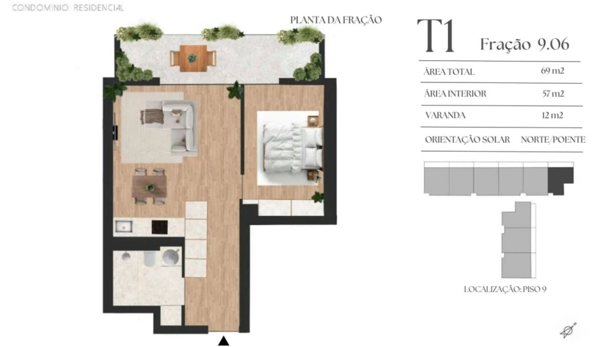 Apartamento T1 para Venda em Vilar de Andorinho Planta 1