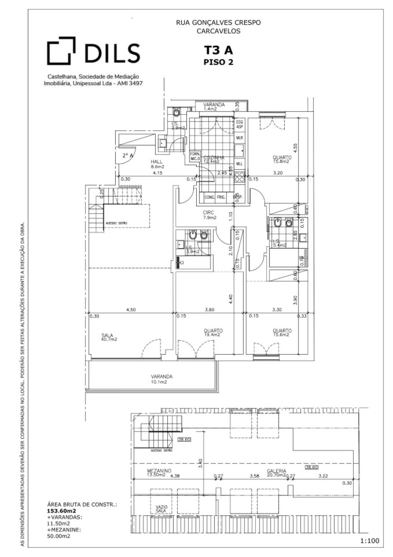 Apartamento T3 para Venda em Carcavelos e Parede Planta 2