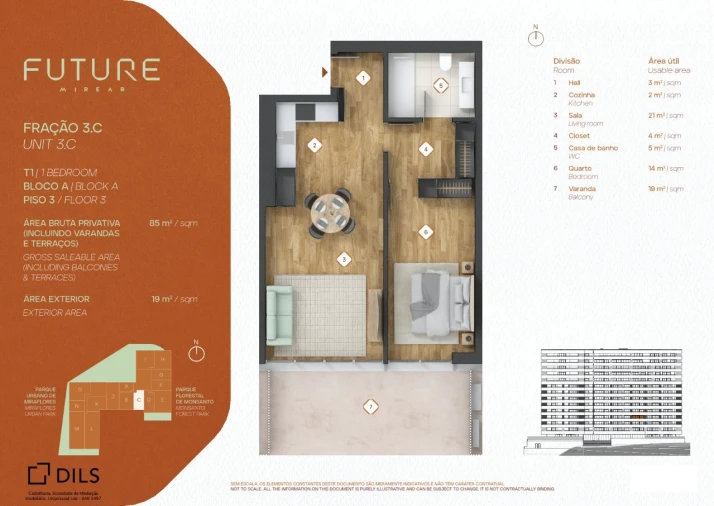 Apartamento T1 para Venda em Algés, Linda-A-Velha e Cruz Quebrada-Dafundo Planta 1