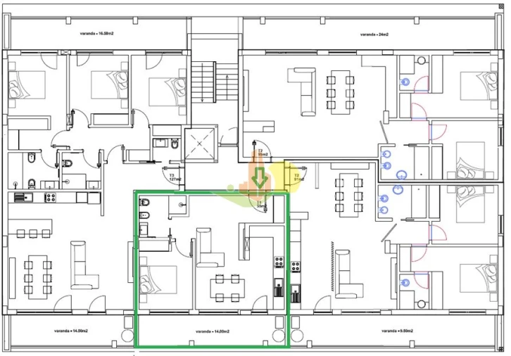 Apartamento T1 para Venda em Tavarede Planta 1