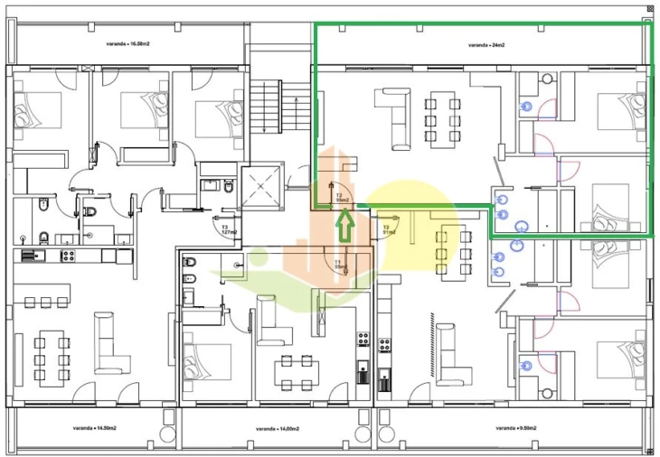 Apartamento T2 para Venda em Tavarede Planta 1