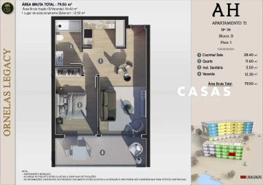 Apartamento T1 para Venda em Estreito da Calheta