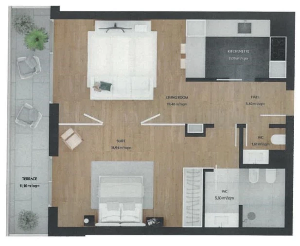 Apartamento T1 para Venda em Quarteira Planta 1