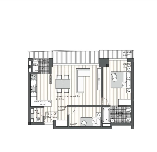 Apartamento T1 para Venda em Rio Tinto Planta 1
