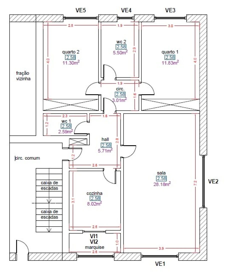 Apartamento T2 para Venda em Nogueira e Silva Escura Planta 1