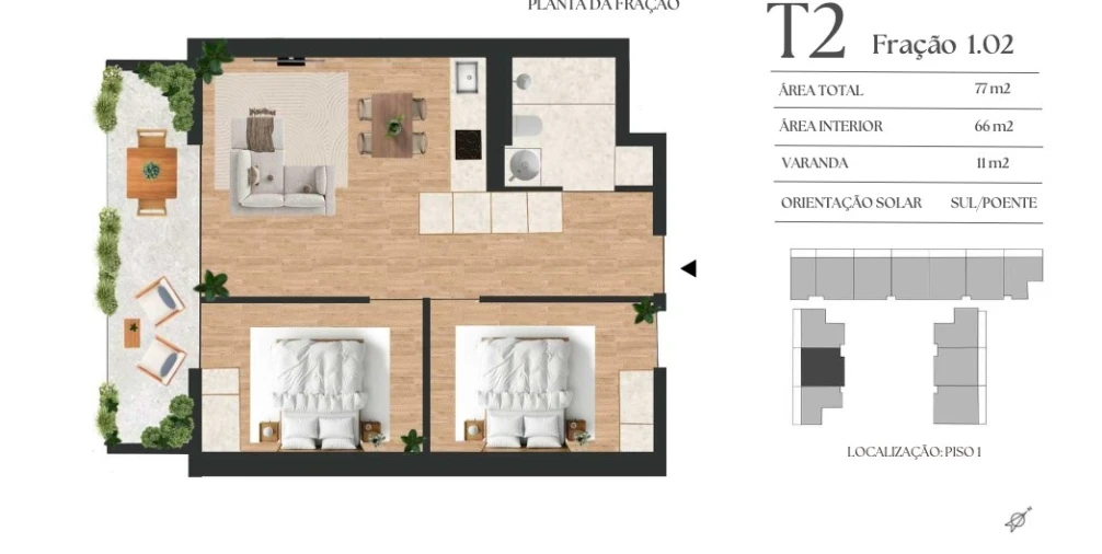 Apartamento T2 para Venda em Vilar de Andorinho Planta 1
