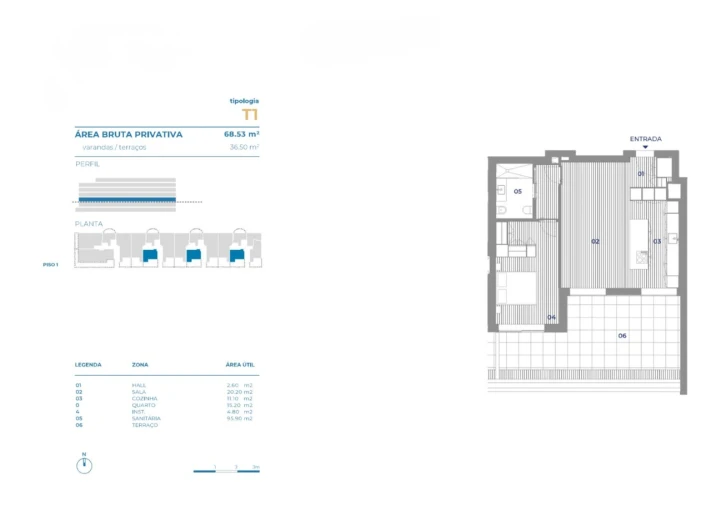 Apartamento T1 para Venda em Canidelo Planta 1