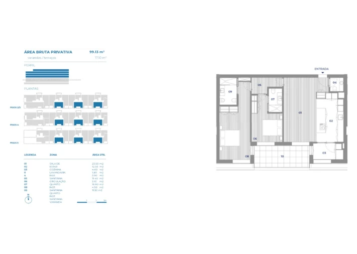 Apartamento T2 para Venda em Canidelo Planta 1