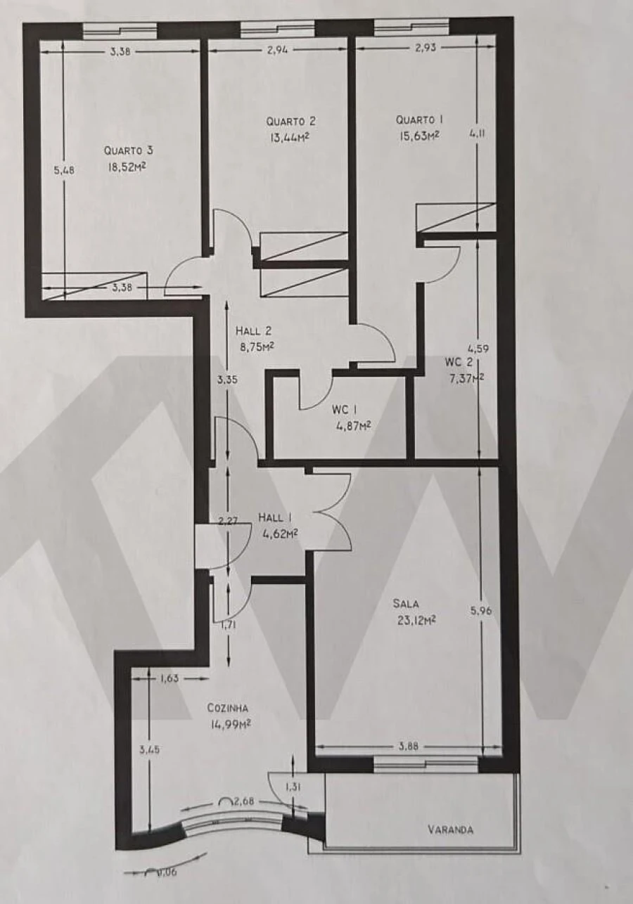 Apartamento T3 para Venda em Moledo e Cristelo Planta 1