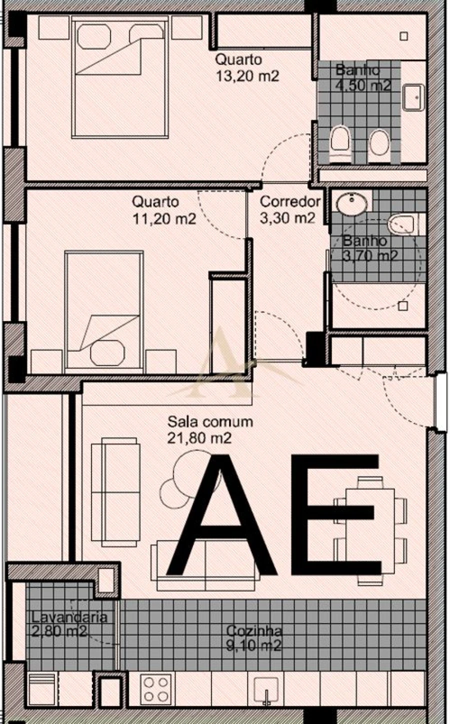 Apartamento T2 para Venda em Ermesinde Planta 1