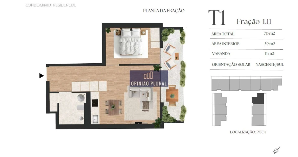 Apartamento T1 para Venda em Vilar de Andorinho Foto 8