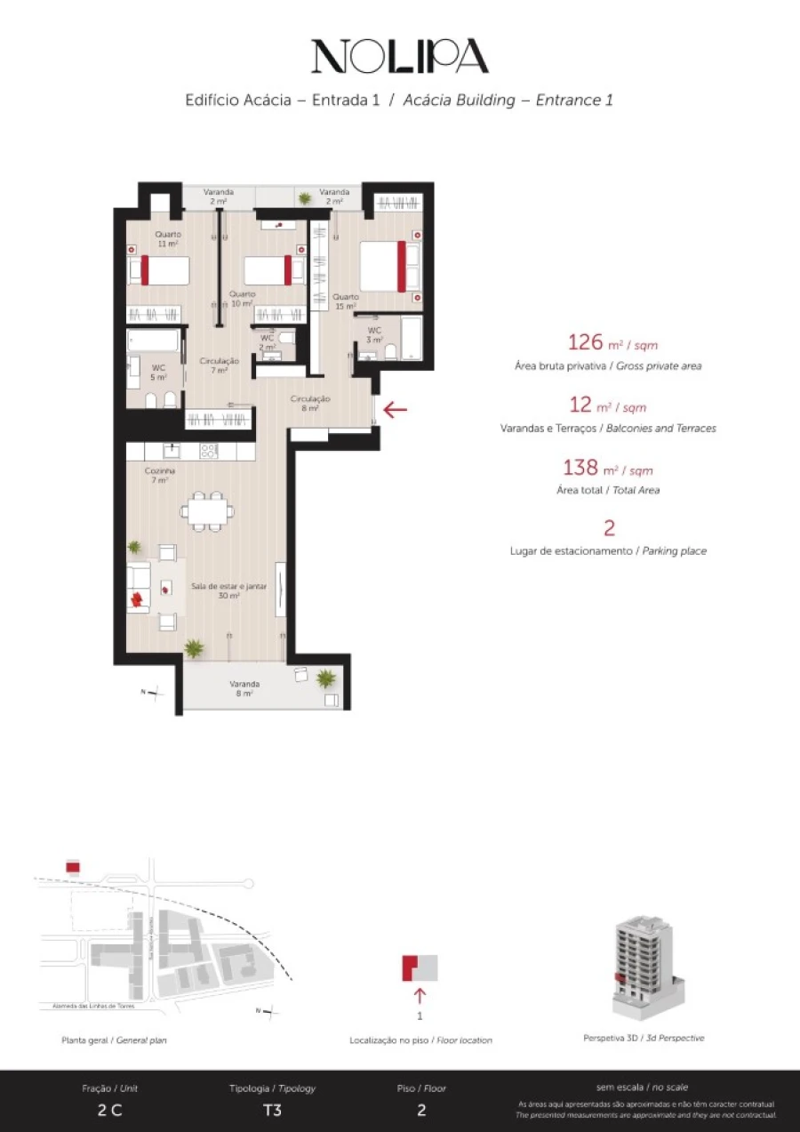 Apartamento T3 para Venda em Lumiar Planta 1
