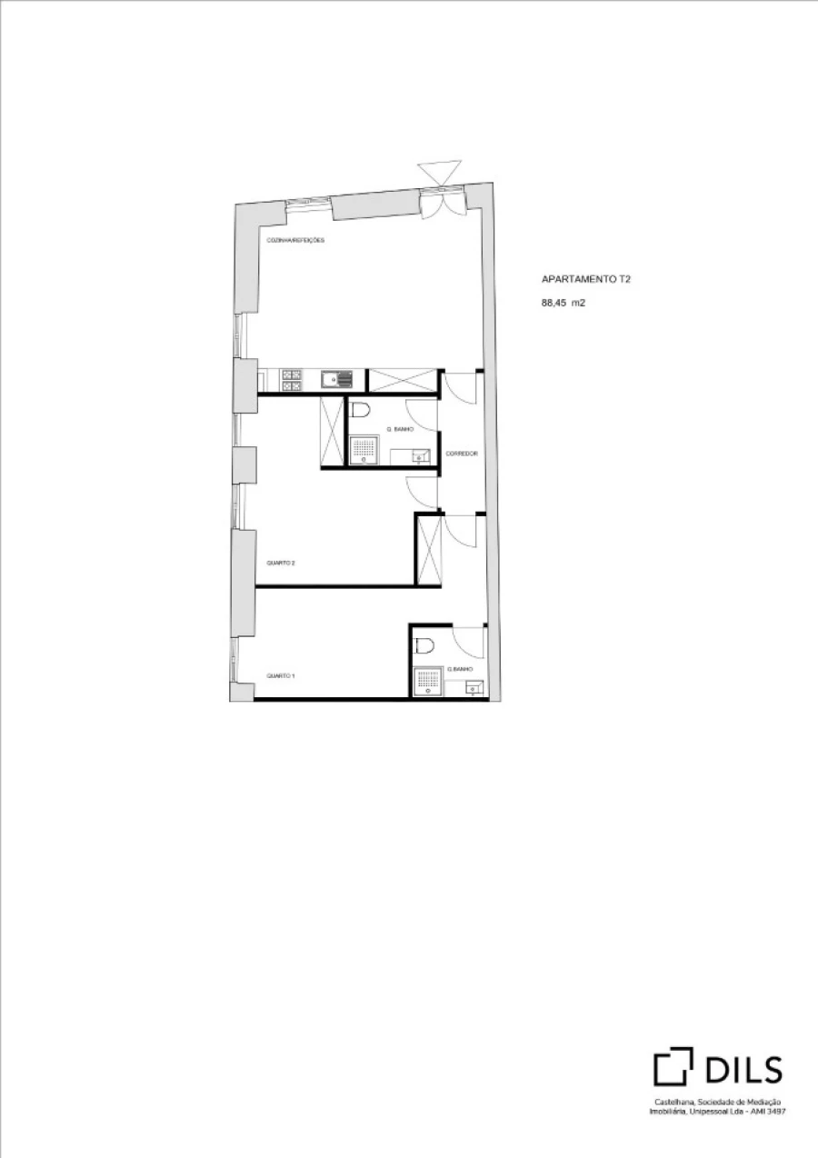 Apartamento T2 para Venda em Aldoar, Foz do Douro e Nevogilde Planta 1