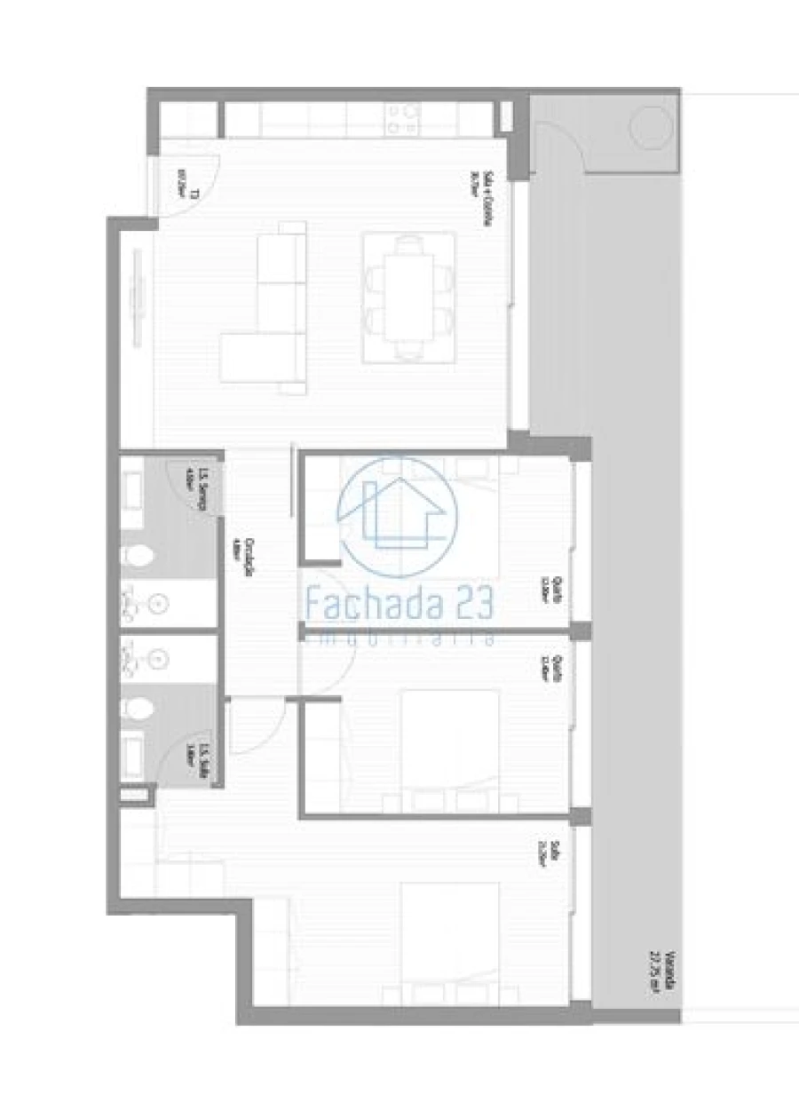 Apartamento T3 para Venda em Fânzeres e São Pedro da Cova Planta 1