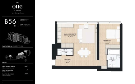 Apartamento T1 para Venda em Areeiro