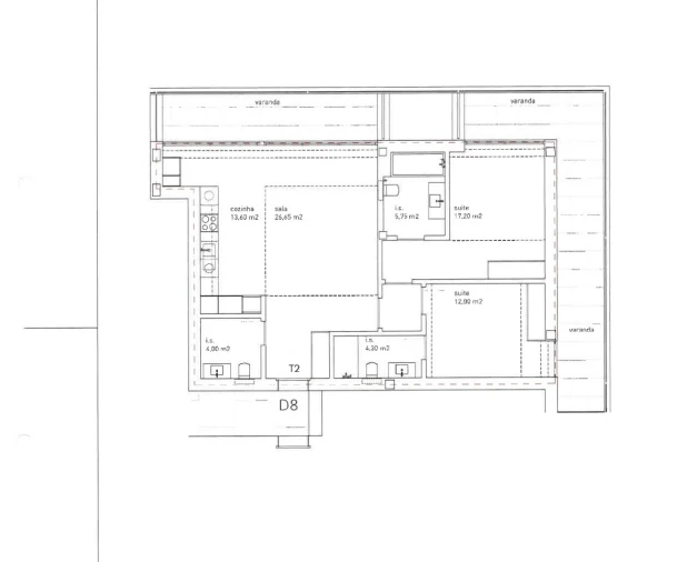Apartamento T2 para Venda em Arcozelo Planta 1