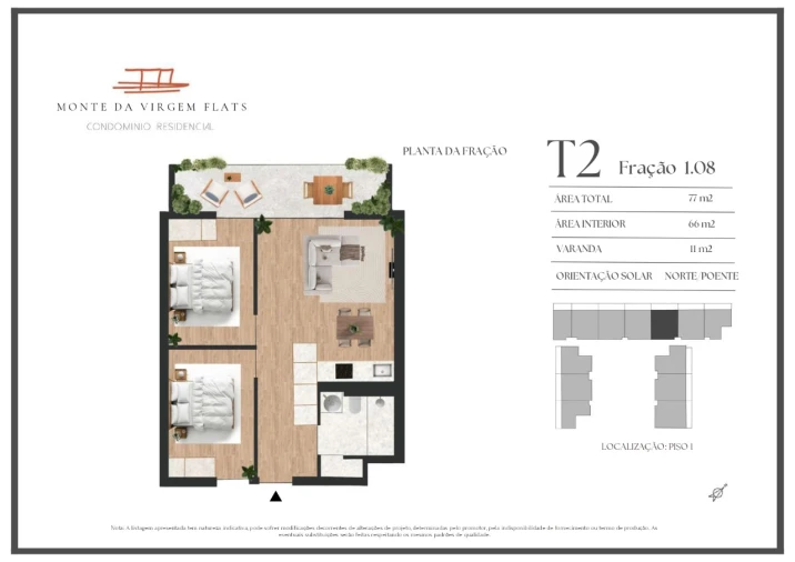 Apartamento T2 para Venda em Vilar de Andorinho Planta 1
