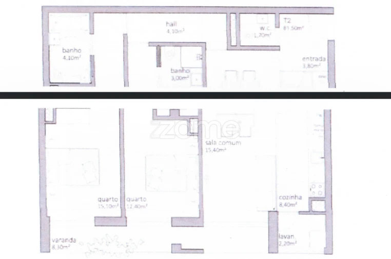 Apartamento T2 para Venda em Aguas Santas Planta 1