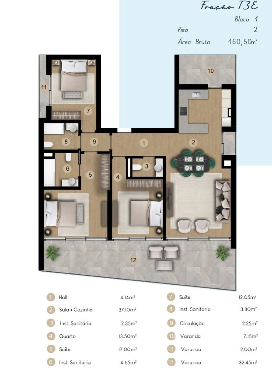 Apartamento T3 para Venda em São Martinho Planta 1