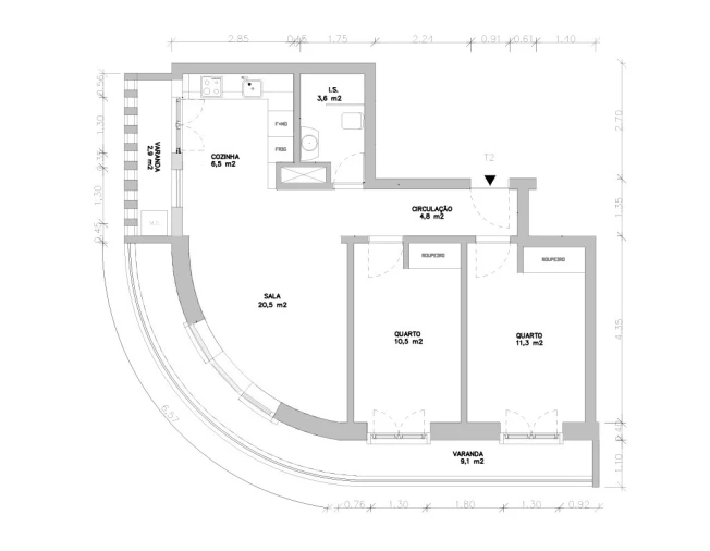Apartamento T2 para Venda em Campolide Planta 1